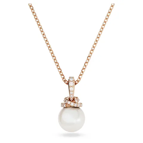 Swarovski Pendente Originally, Crystal Pearl, Bianco, Placcato color oro rosa