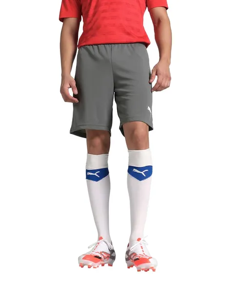 PUMA TeamRISE - Pantaloncini da Calcio, da Uomo, Colore Grigio, Bianco, Taglia M