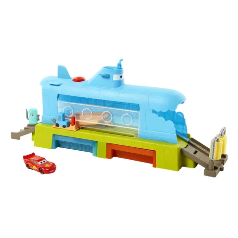 Mattel Disney Pixar Cars - Autolavaggio balena-sottomarino cambia colore playset con