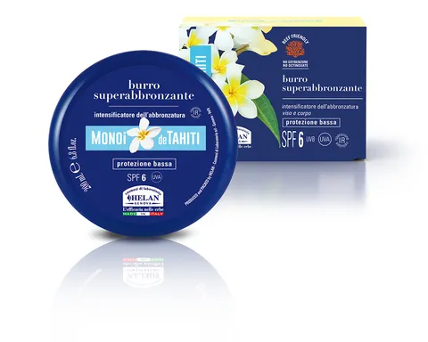 Helan, Monoi de Tahiti - Crema Abbronzante Corpo e Viso con Protezione Solare 6 Bassa