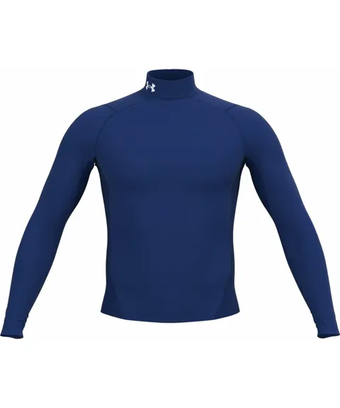 Under Armour ColdGear Compression Mock Uomo, Royal (400)/Bianco., M
