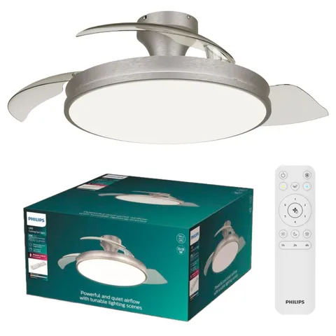 Philips Atlas Ventilatore a Soffitto con Pale Retrattili e Lampadina LED, 3 Pale, Pala