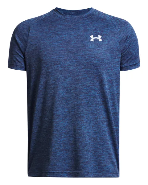 Under Armour Bambino Tech 2.0 Short Sleeve, Maglietta Manica Corta Comoda e Traspirante, T-Shirt Sportiva Aderente per Allenamento, educazione Fisica e Abbigliamento Casual,Blue Atlantis/White,YSM