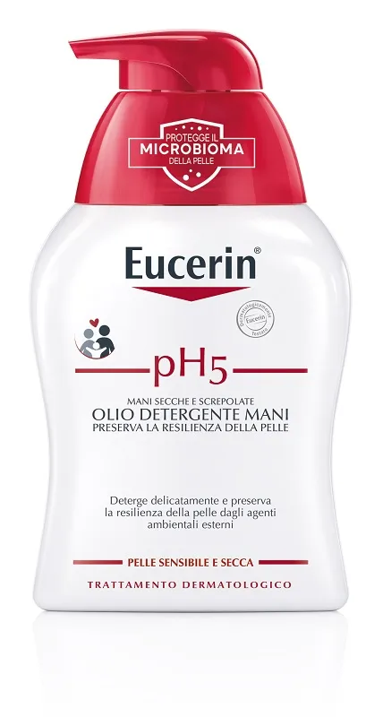 Eucerin pH5 Olio Detergente Mani 250 ml, Sapone liquido mani con Oli Nutrienti per