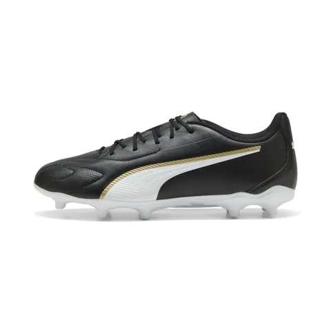 PUMA Scarpe da Calcio Unisex King 20 Play FG/AG, Nero e Oro Bianco, Taglia 41, Puma Nero
