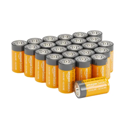 Amazon Basics, 24 batterie alcaline C multiuso, 1,5 Volt, durata di 5 anni