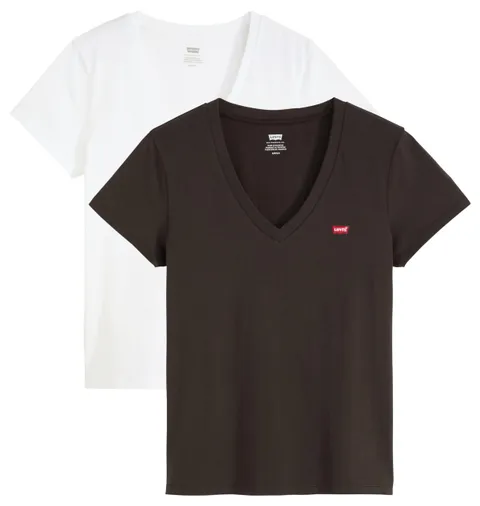 Levi's Maglietta da Donna Perfect Vneck Tees, Confezione da 2 V Neck White, M