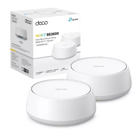 TP-Link WiFi 7 Deco BE3600 Mesh WiFi, BE3600Mbps, Dual Band, Canali 160MHz, 2 Porte