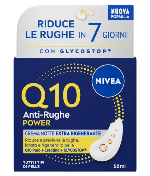 Nivea Q10 Anti-Rughe Power Crema Notte Extra Rigenerante 50 ml, Crema notte viso