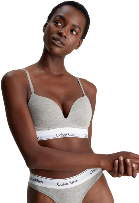 Calvin Klein Reggiseno Push-up Donna Plunge con Ferretto, Grigio (Grey Heather), 1A