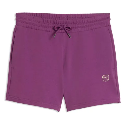 PUMA Ess - Pantaloncini rialzati a Vita Medio Alta, 12,7 cm, Colore: Prugna