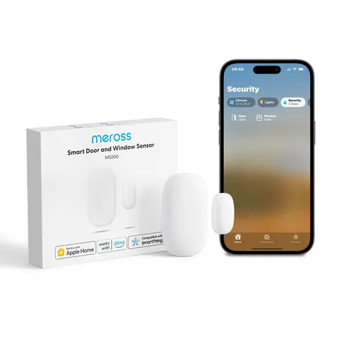 Meross Sensore per Porte e Finestre, Richiesta Un Hub Meross, Connessione WiFi 2,4GHz