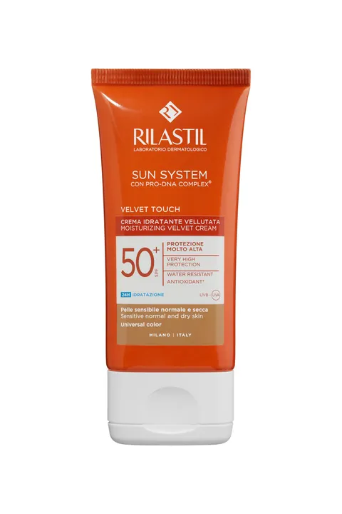 Rilastil Velvet Touch 50+ Crema Idratante Vellutata, Crema Solare Viso e Idratante
