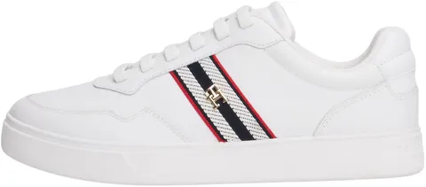 Tommy Hilfiger Donna Sneakers con Suola Preformata Webbing in Pelle, Bianco (White), 36