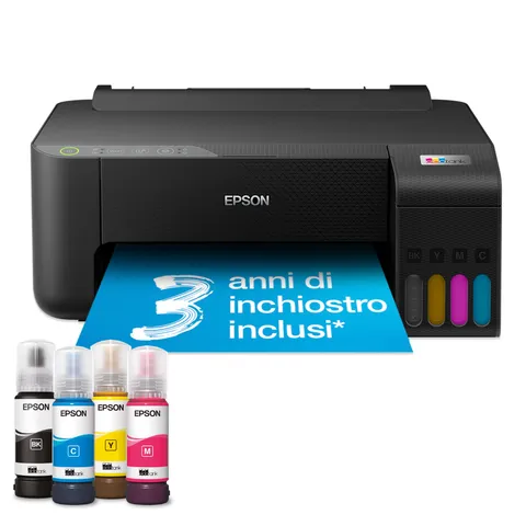 Epson EcoTank ET-1810 Stampante A4 con Serbatoi Ricaricabili Alta Capacità, 4 Flaconi Inclusi fino a 3600pag B/N 6500pag Colore, Wi-Fi, Wi-Fi Direct, ottieni 20€ di cashback