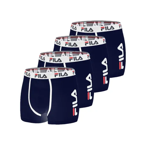 Fila Mutande Boxer Uomo Cotone, Set da 4, Blu NV (S)