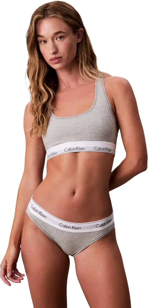 Calvin Klein Donna Bralette Unlined con Fascia con Logo, Grigio (Grey Heather), XXS