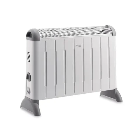 De'Longhi HCM2030 TermoConvettore Elettrico, Silenzioso, 3 Livelli di Potenza, Manopola Intuitiva, per Ambienti Fino a 60m³, Maniglia, Funzione Antigelo, Leggero, termostato di sicurezza, Bianco