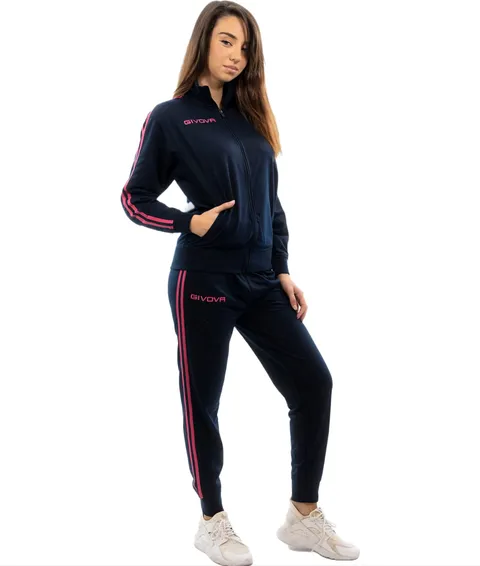 Givova TUTA Scuola Cotone Terry BLU/Fuxia Tg. XL