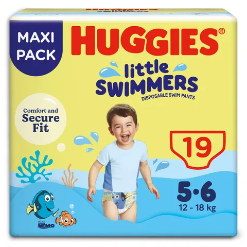 Huggies Little Swimmers Pannolini Taglia 5-6 (12-18 kg), Pannolino costumino, Design Disney, 19 Pz