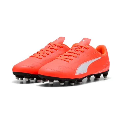 Puma Vitoria II Fg/AG JrSoccer - Scarpe Unisex per Bambini, Glowing Red Puma White, 4 UK