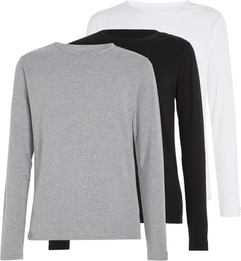 Tommy Hilfiger Magliette Maniche Lunghe Uomo Confezione da 3 Basic, Multicolore (Black/White/Grey Heather), M