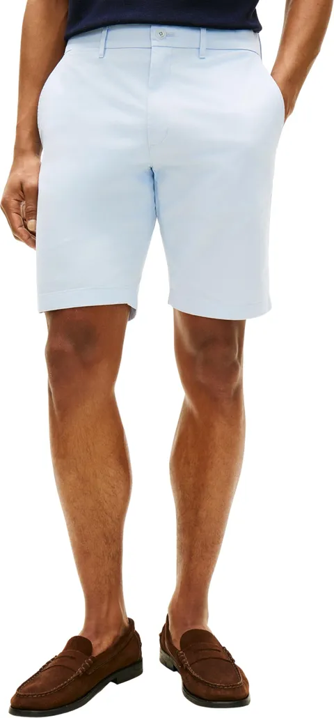 Tommy Hilfiger Uomo Pantaloncini Chino Denton Twill in Cotone Elasticizzato, Blu (Breezy