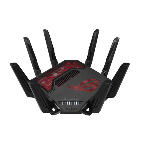 ASUS Router gaming GT-BE19000 Tri-band WiFi 7 (802.11be), larghezza di banda 320 MHz e 4096-QAM, doppie porte 10G, accelerazione di gioco a triplo livello, rete di gioco, AURA RGB, supporto AiMesh