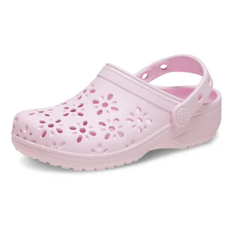 Crocs Classic Floral Cut Out Clog K, Zoccoli Unisex - Bambini e Ragazzi, Pink Milk, 32/33