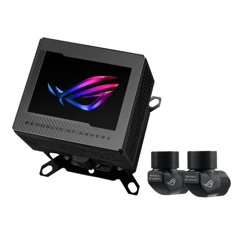 ASUS ROG Ryujin III WB, Sistema di Raffreddamento ad Acqua ad Anello Aperto, Water Block con 178 Alette di Micro-Raffreddamento, Schermo LCD da 3,5" con Elementi a Tema ROG, Nero