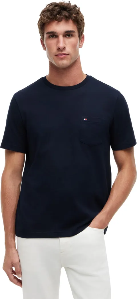 Tommy Hilfiger Uomo T-Shirt Maniche Corte Essential con Taschino sul Petto, Blu (Desert Sky), XXXL