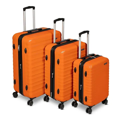 Amazon Basics Set Valigie Rigide (Piccola + Media + Grande) - Bagagli Espandibili ABS con