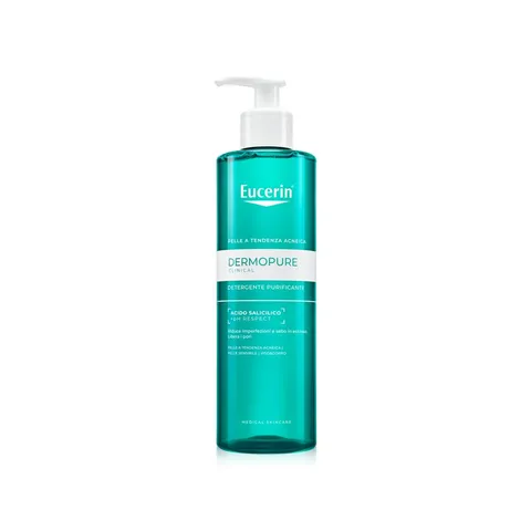 Eucerin DermoPure Clinical Gel Detergente Viso Purificante 400 ml, Detergente schiumogeno