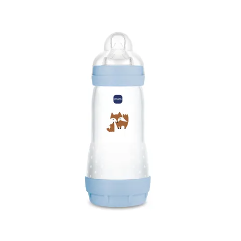 MAM Biberon Easy Start 320 ml, Biberon anticolica per allattamento misto, Riduce le bolle d'aria e il rischio di coliche, Accessori neonati 4+ mesi autosterilizzanti e con tettarella misura 3, Verde