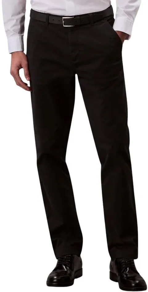 Calvin Klein Uomo Pantaloni Chino Cotton Signature Slim Fit, Nero (Black), 34W/28L