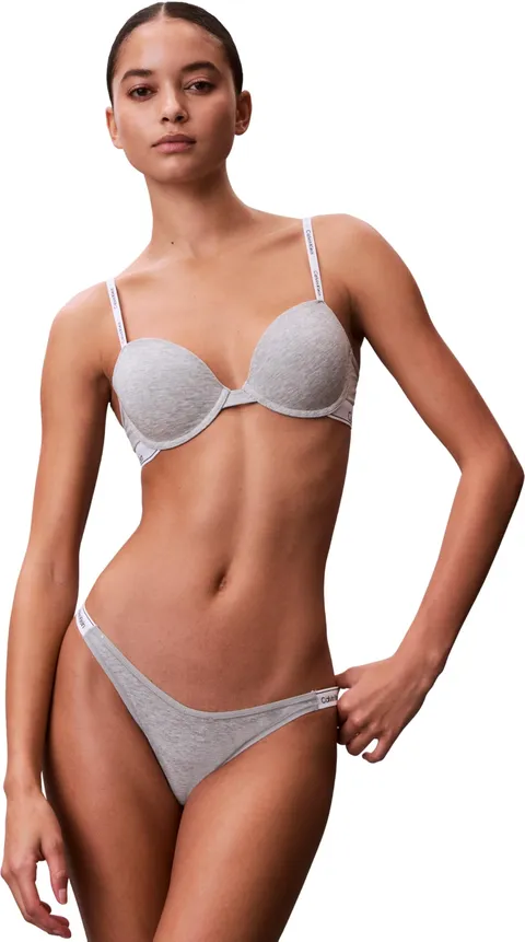 Calvin Klein Donna Reggiseno a Mezza Coppa Lightly Lined con Fascia con Logo, Grigio
