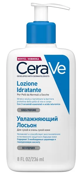 CeraVe Lozione idratante, viso e corpo, per pelli secche e molto secche, 236 ml