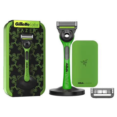 Gillette Labs Rasoio Barba Manuale, 2 Lamette Gillette da Barba di Ricambio, Base