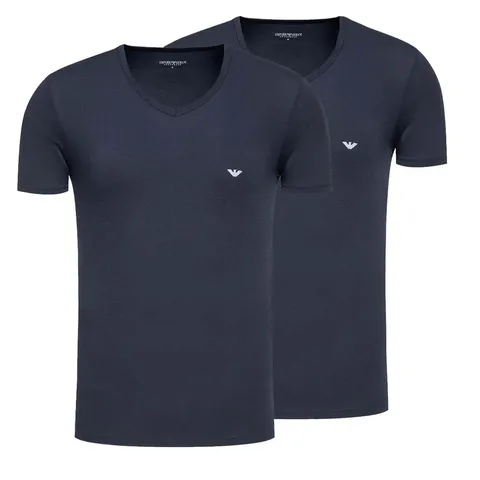 Emporio Armani Core Logoband Uomo 2-Pack V Collo T-Shirt Blu XXL Regolare, Blu Armani/Blu
