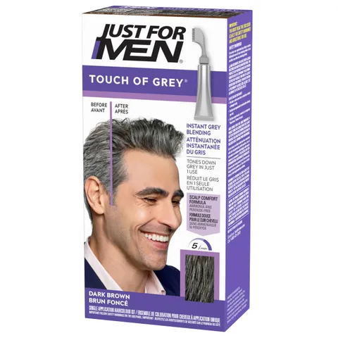 Just For Men Touch of Gray, Colorazione Capelli Grigi Uomo, Effetto Brizzolato Naturale
