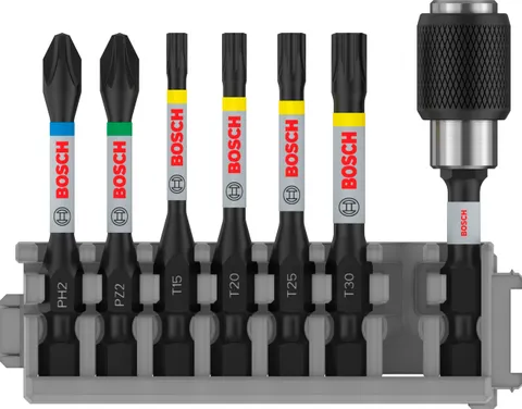 Bosch Professional 7 pz. di Bit di Avvitamento (Impact Control, T/PZ/PH Bits, Lunghezza