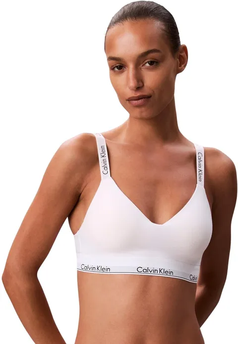 Calvin Klein Donna Reggiseno a Bralette Lightly Lined Fascia Elasticizzata, Bianco