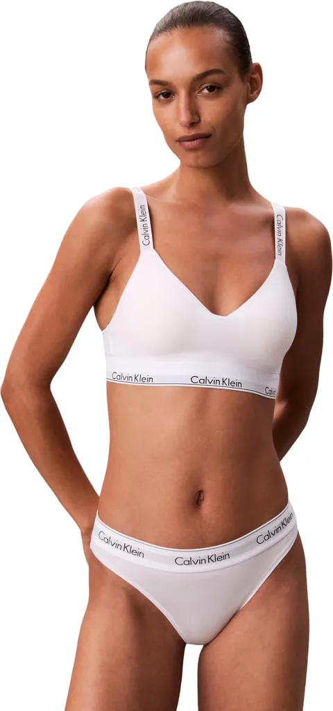 Calvin Klein Donna Reggiseno a Bralette Lightly Lined Fascia Elasticizzata, Bianco (White), XS