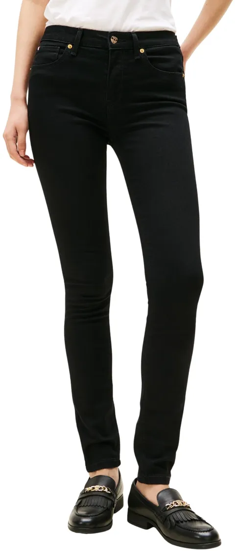 Tommy Hilfiger Donna Jeans Como Skinny Vita Media, Nero (Black), 27W/34L