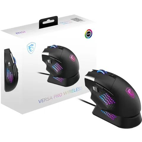 MSI Versa PRO Wireless + Mouse DOCK PRO Mouse Gaming - Dock di ricarica, sensore ottico