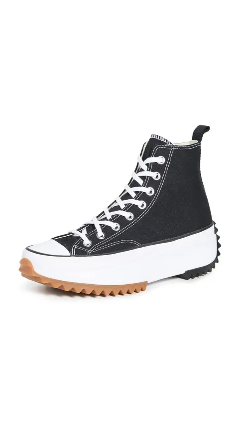Converse 166800C Run Star Hike Canvas Platform Uomo, Black/White/Gum EU 42