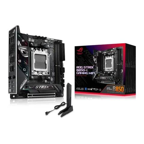 ASUS ROG Strix B850-I Gaming WiFi, Scheda Madre AMD Mini-ITX, 10+2+1 Fasi Alimentazione, Slot DDR5, PCIe 5.0 con Slot Q-Release, 2 slot M.2, WiFi 7 con WiFi Q-Antenna, AI Advisor, AI Networking II