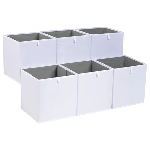 Amazon Basics Cubi portaoggetti ripiegabili, in tessuto, confezione da 6, colore bianco