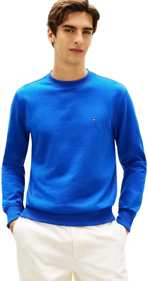 Tommy Hilfiger Uomo Felpa Essential Terry Crewneck con Scollo Rotondo, Blu (Regal Blue), M