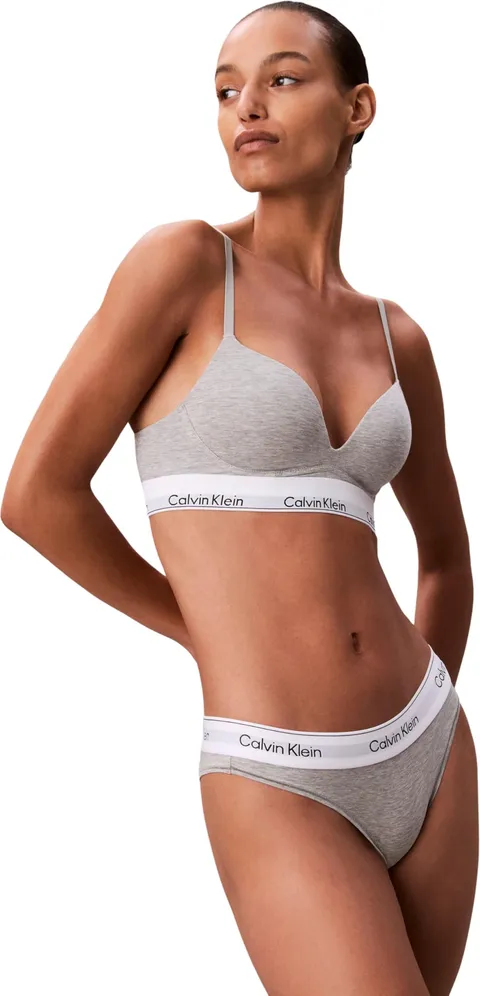 Calvin Klein Donna Slip Brasiliana con Fascia con Logo, Grigio (Grey Heather), L